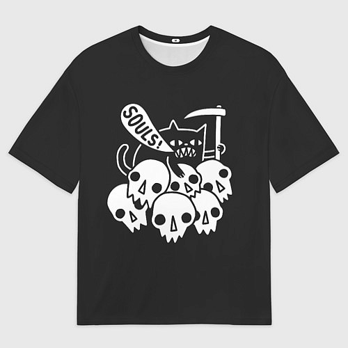 Мужская футболка оверсайз Кот - Жнец / 3D-принт – фото 1