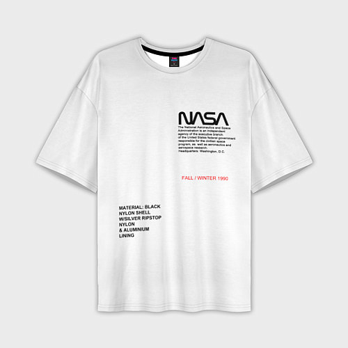 Мужская футболка оверсайз NASA БЕЛАЯ ФОРМА / 3D-принт – фото 1