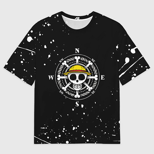 Мужская футболка оверсайз ONE PIECE ВАН ПИС ЧЕРЕП БРЫЗГИ КРАСОК / 3D-принт – фото 1