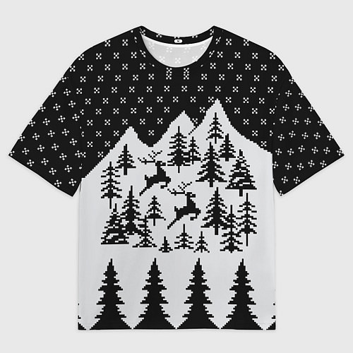 Мужская футболка оверсайз Северные Олени в Горах / 3D-принт – фото 1