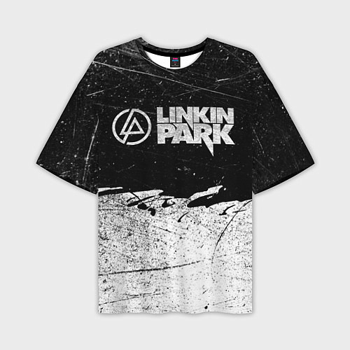 Мужская футболка оверсайз Линкин Парк Лого Рок ЧБ Linkin Park Rock / 3D-принт – фото 1