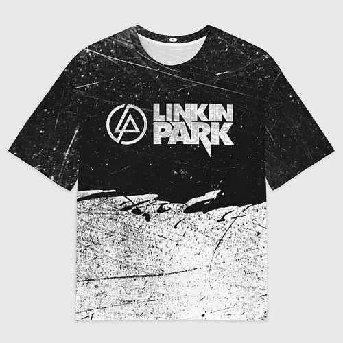 Мужская футболка оверсайз Линкин Парк Лого Рок ЧБ Linkin Park Rock / 3D-принт – фото 1