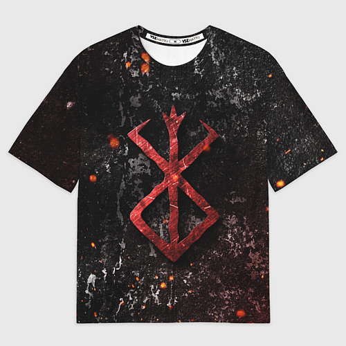 Мужская футболка оверсайз BERSERK LOGO GRUNGE RED / 3D-принт – фото 1