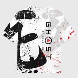 Футболка оверсайз мужская GHOST OF TSUSHIMA ПРИЗРАК ЦУСИМЫ БЕЛЫЙ, цвет: 3D-принт