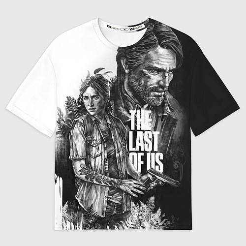 Мужская футболка оверсайз THE LAST OF US ЧЁРНО БЕЛЫЙ / 3D-принт – фото 1