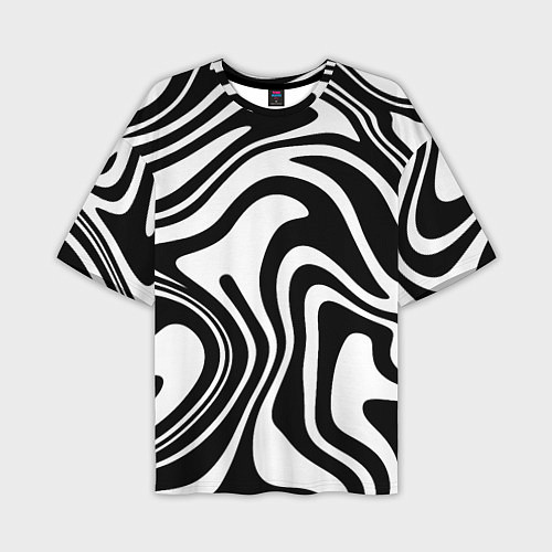 Мужская футболка оверсайз Черно-белые полосы Black and white stripes / 3D-принт – фото 1