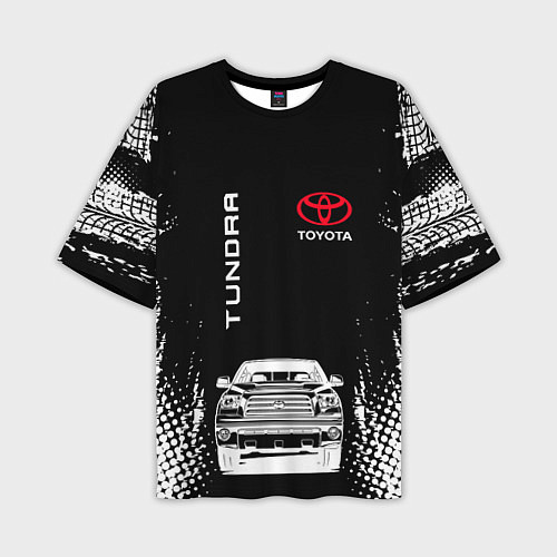 Мужская футболка оверсайз Toyota Tundra Следы шин / 3D-принт – фото 1
