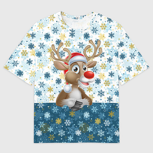 Мужская футболка оверсайз Весёлый Оленёнок / 3D-принт – фото 1