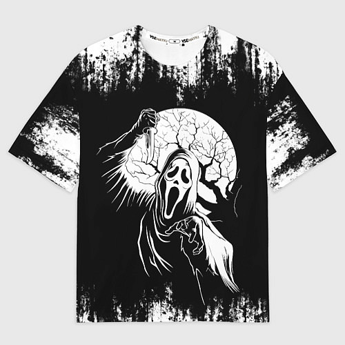 Мужская футболка оверсайз Крик Хэллоуин Хоррор Scream Halloween / 3D-принт – фото 1