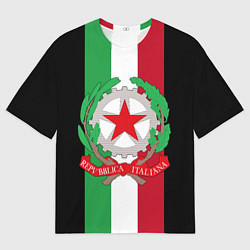 Футболка оверсайз мужская ГЕРБ ИТАЛИИ ТРИКОЛОР ИТАЛИЯ, цвет: 3D-принт