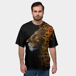Футболка оверсайз мужская ПЛАМЕННЫЙ ЛЕВ, цвет: 3D-принт — фото 2