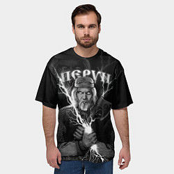 Футболка оверсайз мужская Перун Славянский бог, цвет: 3D-принт — фото 2