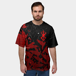 Футболка оверсайз мужская БЕРСЕРК КЛЕЙМО ЛОГО СТАЯ ВОРОН, RED CROW, цвет: 3D-принт — фото 2