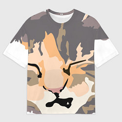 Футболка оверсайз мужская Камуфляжный кот, цвет: 3D-принт