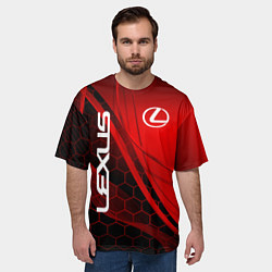 Футболка оверсайз мужская LEXUS RED GEOMETRY ЛЕКСУС, цвет: 3D-принт — фото 2