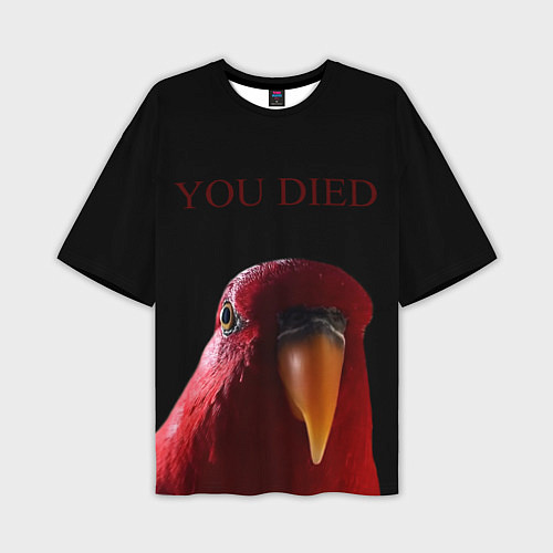 Мужская футболка оверсайз Красный попугай Red parrot / 3D-принт – фото 1