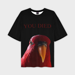 Мужская футболка оверсайз Красный попугай Red parrot