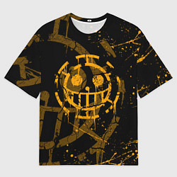 Мужская футболка оверсайз ВАН ПИС ПИРАТЫ ЖЁЛТЫЙ ЛОГО