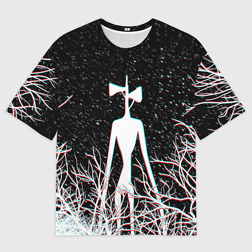 Мужская футболка оверсайз СИРЕНОГОЛОВЫЙ ГЛИТЧ ЛЕС, КОСМОС / 3D-принт – фото 1