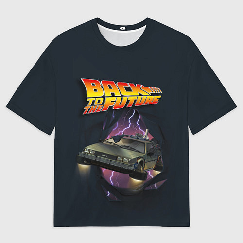 Мужская футболка оверсайз ДЕЛОРЕАН СКВОЗЬ ТКАНЬ / 3D-принт – фото 1