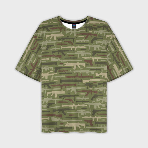 Мужская футболка оверсайз Оружие камуфляж / 3D-принт – фото 1