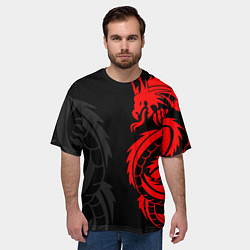 Футболка оверсайз мужская КРАСНЫЙ ДРАКОН ТАТУ RED DRAGON TATTOO, цвет: 3D-принт — фото 2
