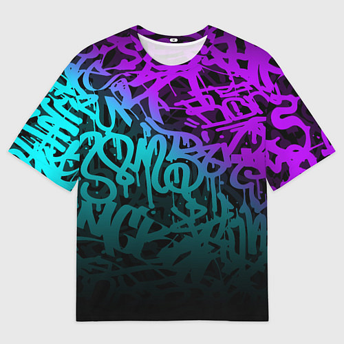Мужская футболка оверсайз НЕОНОВОЕ ГРАФФИТИ NEON / 3D-принт – фото 1