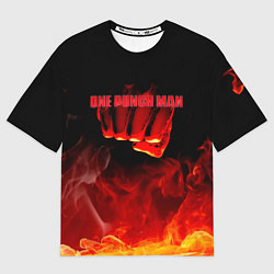 Футболка оверсайз мужская Кулак One Punch-Man в огне, цвет: 3D-принт