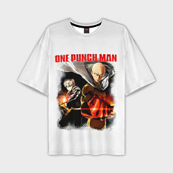 Мужская футболка оверсайз Сайтама и Генос One Punch-Man