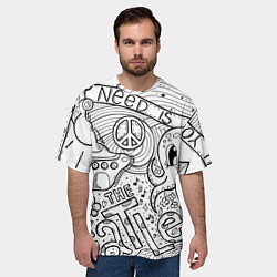 Футболка оверсайз мужская All you need is The Beatles Раскраска, цвет: 3D-принт — фото 2