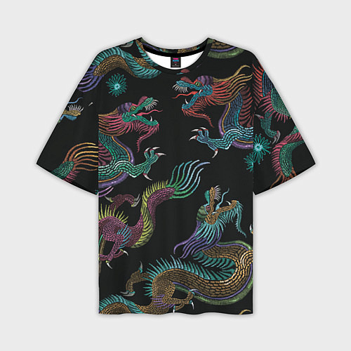 Мужская футболка оверсайз Цветные драконы / 3D-принт – фото 1