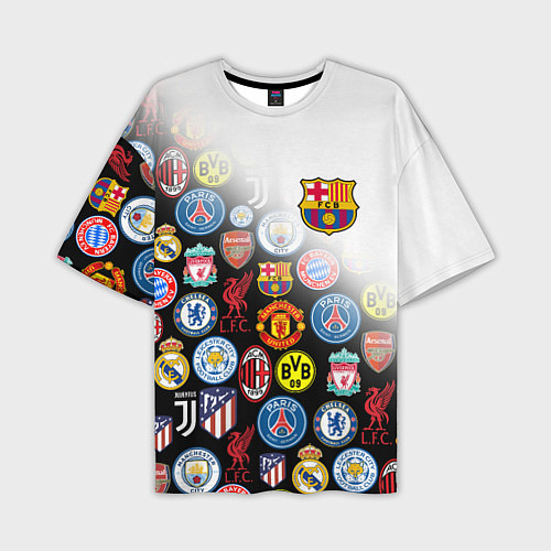 Мужская футболка оверсайз FC BARCELONA LOGOBOMBING / 3D-принт – фото 1