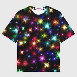 Футболка оверсайз мужская ПРАЗДНИЧНЫЕ ОГОНЬКИ, цвет: 3D-принт