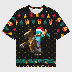 Мужская футболка оверсайз Новогодний Майнкрафт, Minecraft