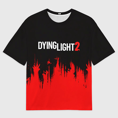 Мужская футболка оверсайз DYING LIGHT RED ALERT ZOMBIE / 3D-принт – фото 1