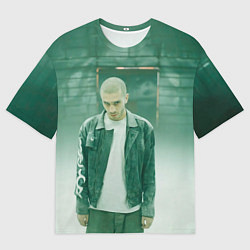 Футболка оверсайз мужская Хаски в комнате, цвет: 3D-принт