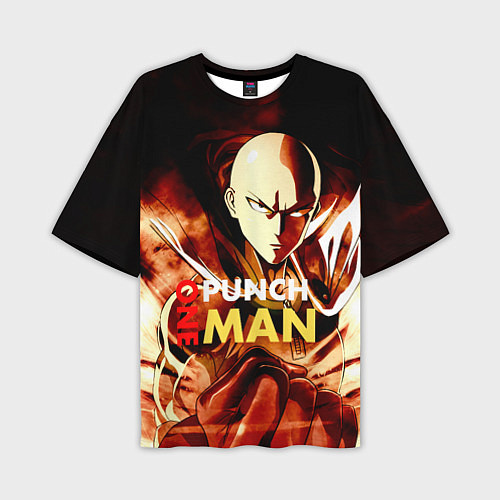 Мужская футболка оверсайз Огненный Сайтама One Punch-Man / 3D-принт – фото 1