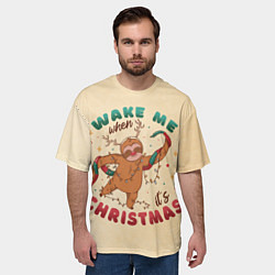 Футболка оверсайз мужская Новогодний ленивец, цвет: 3D-принт — фото 2
