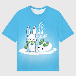 Футболка оверсайз мужская Let it snow Зайчик и снежок, цвет: 3D-принт