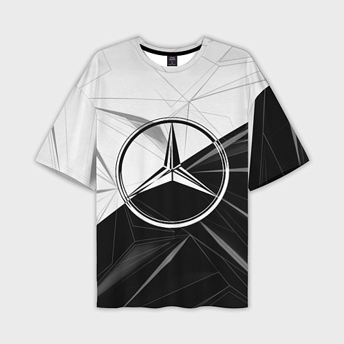 Мужская футболка оверсайз MERCEDES-BENZ МЕРСЕДЕС-БЕНЗ BLACK AND WHITE / 3D-принт – фото 1