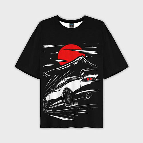 Мужская футболка оверсайз Toyota Supra: Red Moon / 3D-принт – фото 1