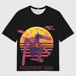 Футболка оверсайз мужская Chainsaw Man Человек-бензопила нападает, цвет: 3D-принт