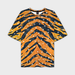 Мужская футболка оверсайз Новогодняя шкура тигра