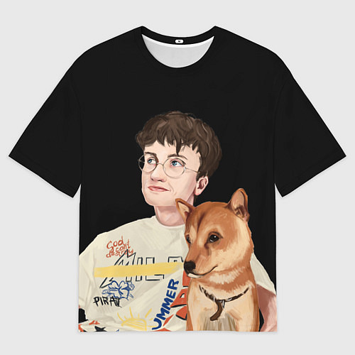 Мужская футболка оверсайз Бульвар Депо с пёсиком / 3D-принт – фото 1