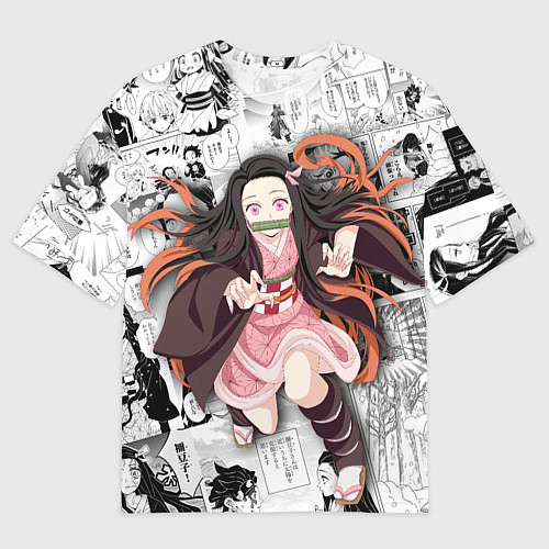 Мужская футболка оверсайз Незуко Камадо на манге / 3D-принт – фото 1
