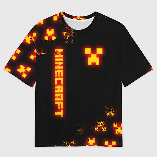Мужская футболка оверсайз MINECRAFT ОГНЕННЫЙ КРИПЕР / 3D-принт – фото 1