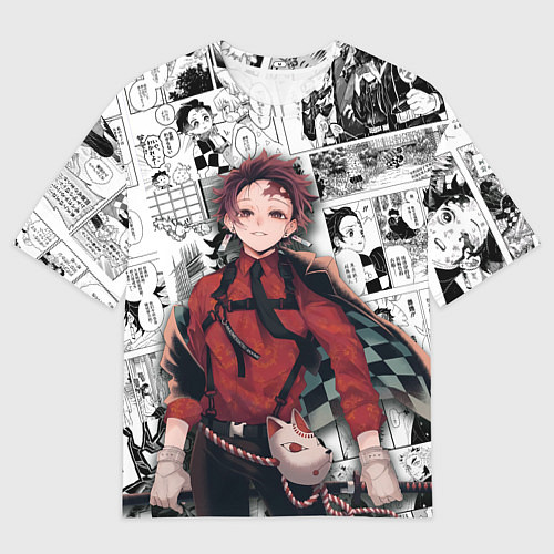 Мужская футболка оверсайз Танджиро Камадо на манге / 3D-принт – фото 1