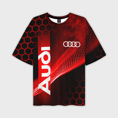 Мужская футболка оверсайз AUDI АУДИ SPORT СПОРТ RED AND BLACK / 3D-принт – фото 1