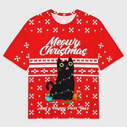 Мужская футболка оверсайз MEOW CHRISTMAS