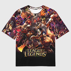 Футболка оверсайз мужская LEAGUE OF LEGENDS НЕОН БРЫЗГИ КРАСОК, цвет: 3D-принт